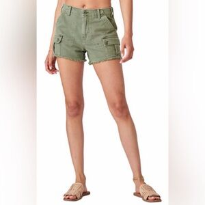 Lucky Brand Cut Off Cargo Shorts Olive Green Size 24 Like New